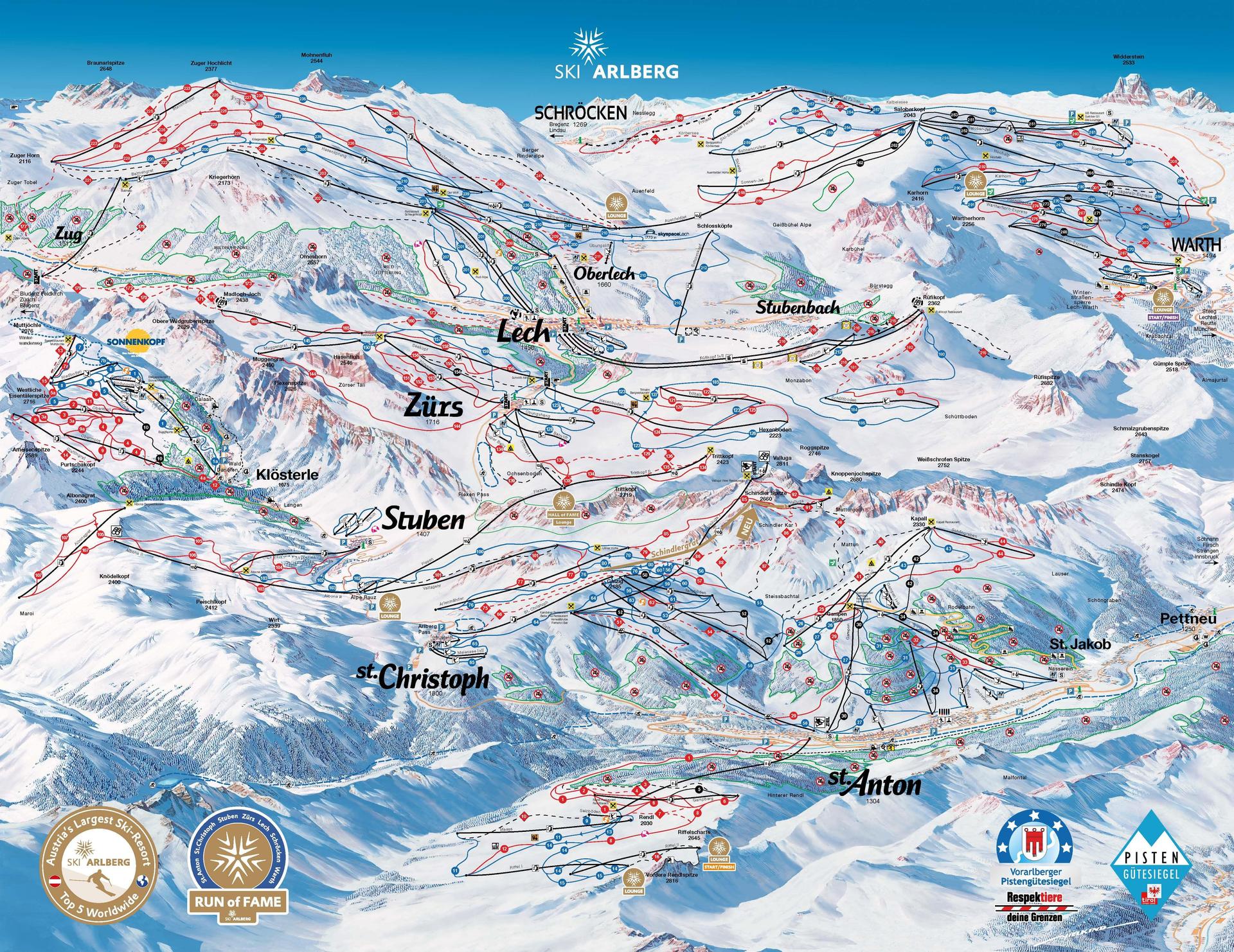 Stuben ski map